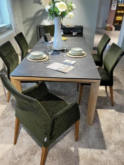 6er Set Stuhl Carry Stoff Chaves Forest Grün Gestell Eiche 32 Geölt