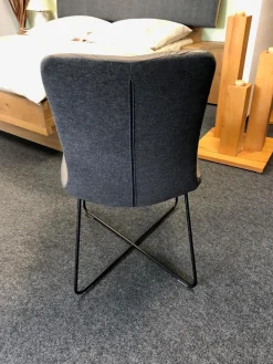 6er Set Stuhl Craft 1 Leder Cashmere Nightgray 60102 Grau Rücken Stoff Masada 11905 Anthrazit Gestell Metall Schwarz Strukturgepulvert