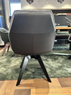 2er Set Stuhl Daron Dining Außen Leder Normandie 1 Schwarz Innen Stoff Yoko BW1727 191 Schwarz Weiß Holzgestell Eiche Massiv Schwarz Gebeizt