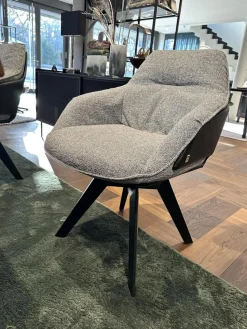 2er Set Stuhl Daron Dining Außen Leder Normandie 1 Schwarz Innen Stoff Yoko BW1727 191 Schwarz Weiß Holzgestell Eiche Massiv Schwarz Gebeizt