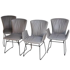 4er Set Stuhl Dexter 2057-I Leder II Elmosoft 11049 Grau Drahtgestell Schwarz