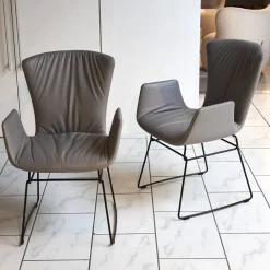 4er Set Stuhl Dexter 2057-I Leder II Elmosoft 11049 Grau Drahtgestell Schwarz