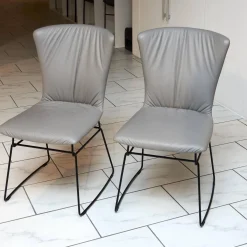 4er Set Stuhl Dexter 2057-I Leder II Elmosoft 11049 Grau Drahtgestell Schwarz