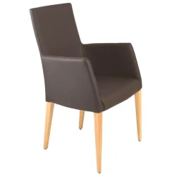 6er Set Stuhl Diverso Leder Toledo Bruin Braun Gestell Vierfuß Eiche Lackiert