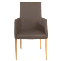 6er Set Stuhl Diverso Leder Toledo Bruin Braun Gestell Vierfuß Eiche Lackiert