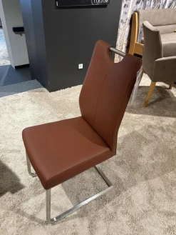 6er Set Stuhl Emma Leder Toledo II Terra Braun Gestell Edelstahl Quadratisch