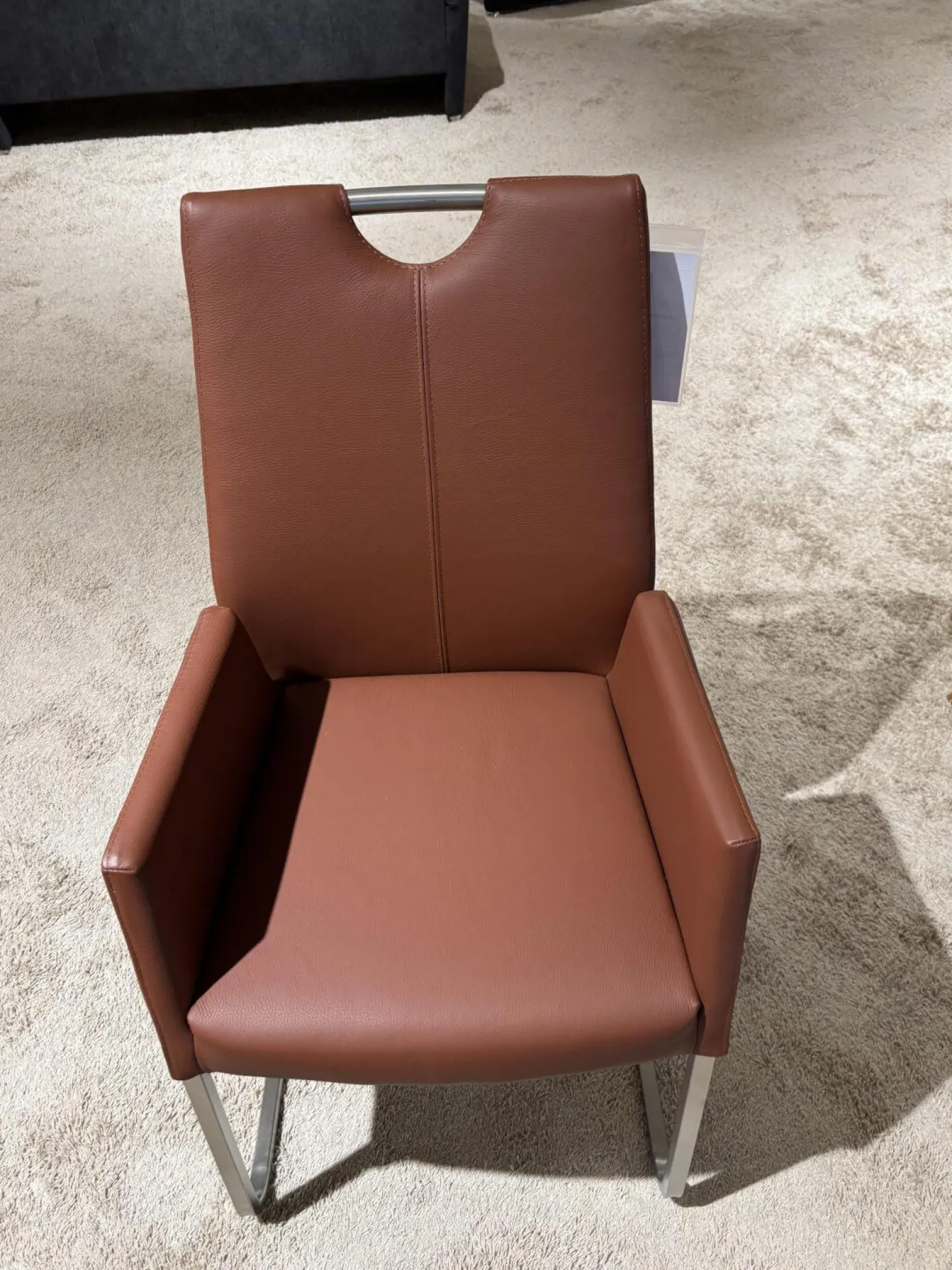 6er Set Stuhl Emma Leder Toledo II Terra Braun Gestell Edelstahl Quadratisch