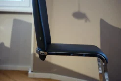 6er Set Stuhl F1 Leder 70240 Schwarz Gestell Stahl Verchromt Glänzend