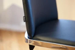 6er Set Stuhl F1 Leder 70240 Schwarz Gestell Stahl Verchromt Glänzend