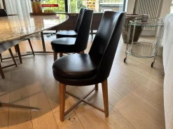 6er Set Stuhl Feel Good CM 48 Leder Pelle 41 Braun Gestell Canaletto Nussbaum