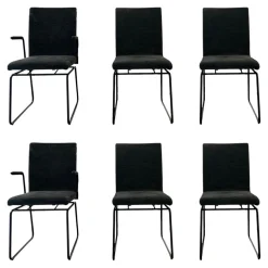 6er Set Stuhl Filon Stoff Cloud Hunter 156 Grün Kufengestell Metall Schwarz Tiefmatt Pulverbeschichtet Mit Schwingmechanik