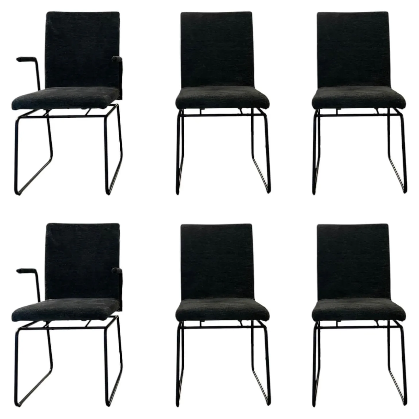 6er Set Stuhl Filon Stoff Cloud Hunter 156 Grün Kufengestell Metall Schwarz Tiefmatt Pulverbeschichtet Mit Schwingmechanik