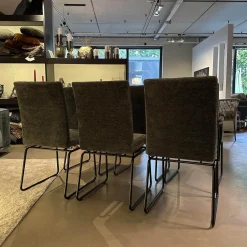 6er Set Stuhl Filon Stoff Cloud Hunter 156 Grün Kufengestell Metall Schwarz Tiefmatt Pulverbeschichtet Mit Schwingmechanik