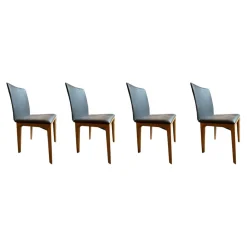 4er Set Stuhl Fira ll Anilinleder Novara Black Schwarz Gestell Eiche Natur Geölt