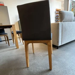 4er Set Stuhl Fira ll Anilinleder Novara Black Schwarz Gestell Eiche Natur Geölt