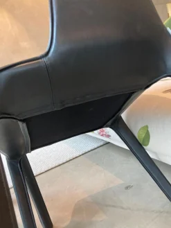 5er Set Stuhl Gio Anilinleder Elen Schwarz Oberfläche Gewachst