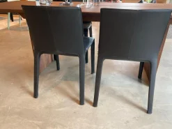 5er Set Stuhl Gio Anilinleder Elen Schwarz Oberfläche Gewachst