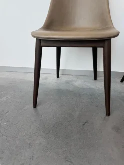 2er Set Stuhl Harbour Leder Dakar Grey Braun Grau Gestell Eiche Dunkel Gebeizt