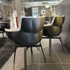 2er Set Stuhl Husk Stoff Sambuco 2619100 Weiß Schale Polyurethanharz Anthrazit Gestell Schwarz Verchromt Lackiert