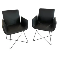 2er Set Stuhl Jalis Leder 179 Mocca Schwarz Gestell M20 Lack Schwarz