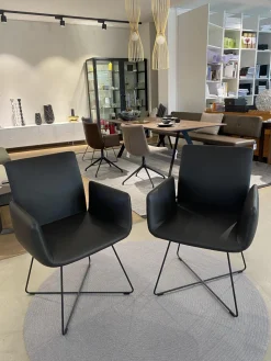 2er Set Stuhl Jalis Leder 179 Mocca Schwarz Gestell M20 Lack Schwarz