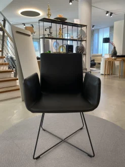 2er Set Stuhl Jalis Leder 179 Mocca Schwarz Gestell M20 Lack Schwarz