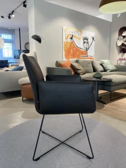 2er Set Stuhl Jalis Leder 179 Mocca Schwarz Gestell M20 Lack Schwarz