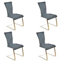 4er Set Stuhl Jimmy Saleen Geflecht Schwarz Gestell Chrom