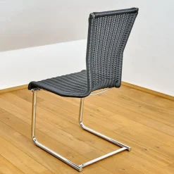 4er Set Stuhl Jimmy Saleen Geflecht Schwarz Gestell Chrom