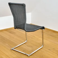 4er Set Stuhl Jimmy Saleen Geflecht Schwarz Gestell Chrom