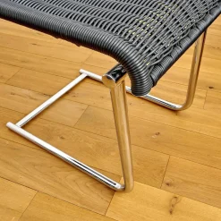 4er Set Stuhl Jimmy Saleen Geflecht Schwarz Gestell Chrom