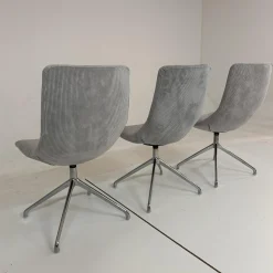 3er Set Stuhl Jona Ohne Armlehne Bezug U9999E Grau Fußkreuz Chrom Mit Drehbeschlag