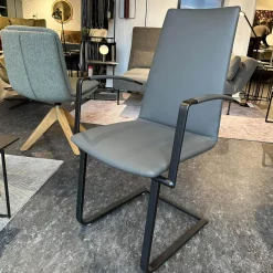 3er Set Stuhl Karma Leder Toledo Anthrazit Gestell Flachstahl Schwarz Mit Und Ohne Armlehnen