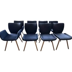 8er Set Stuhl Kasaar Leder Novera 0523 Black Off Schwarz Gestell Knorrige Eiche Natur Geölt