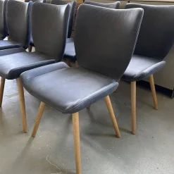 8er Set Stuhl Kasaar Leder Novera 0523 Black Off Schwarz Gestell Knorrige Eiche Natur Geölt