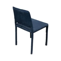 2er Set Stuhl Kau Soft Leder Nabuk Dunkelblau Gestell Metallrahmen Mit Leder Bezogen Dunkelblau