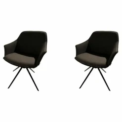 2er Set Stuhl Kedua Textilgewebe CO-11 Schwarz Grau Metallgestell Schwarz Drehbar