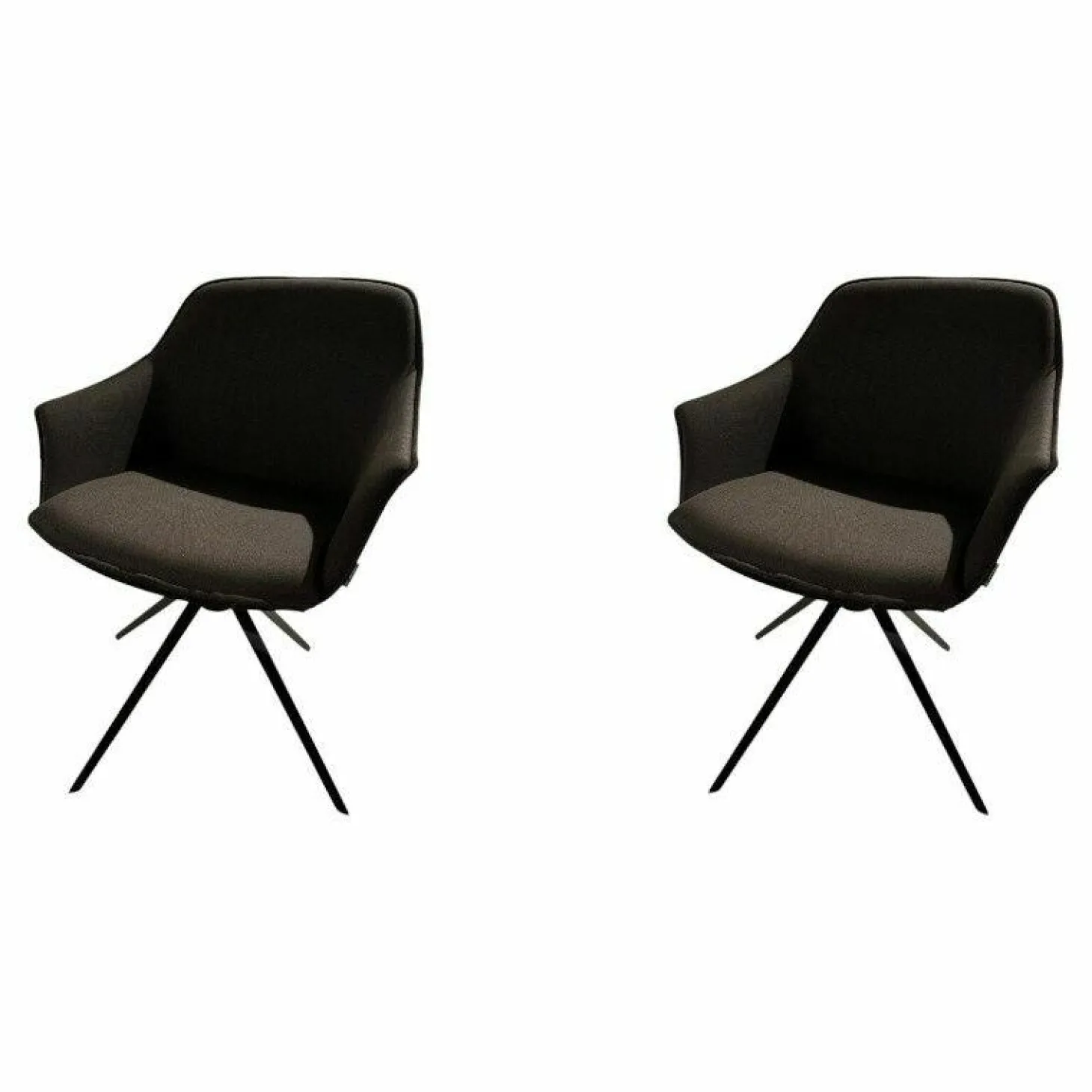 2er Set Stuhl Kedua Textilgewebe CO-11 Schwarz Grau Metallgestell Schwarz Drehbar