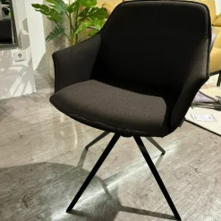 2er Set Stuhl Kedua Textilgewebe CO-11 Schwarz Grau Metallgestell Schwarz Drehbar