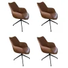 4er Set Stuhl Kiq Leder Gogain Cognac Braun
