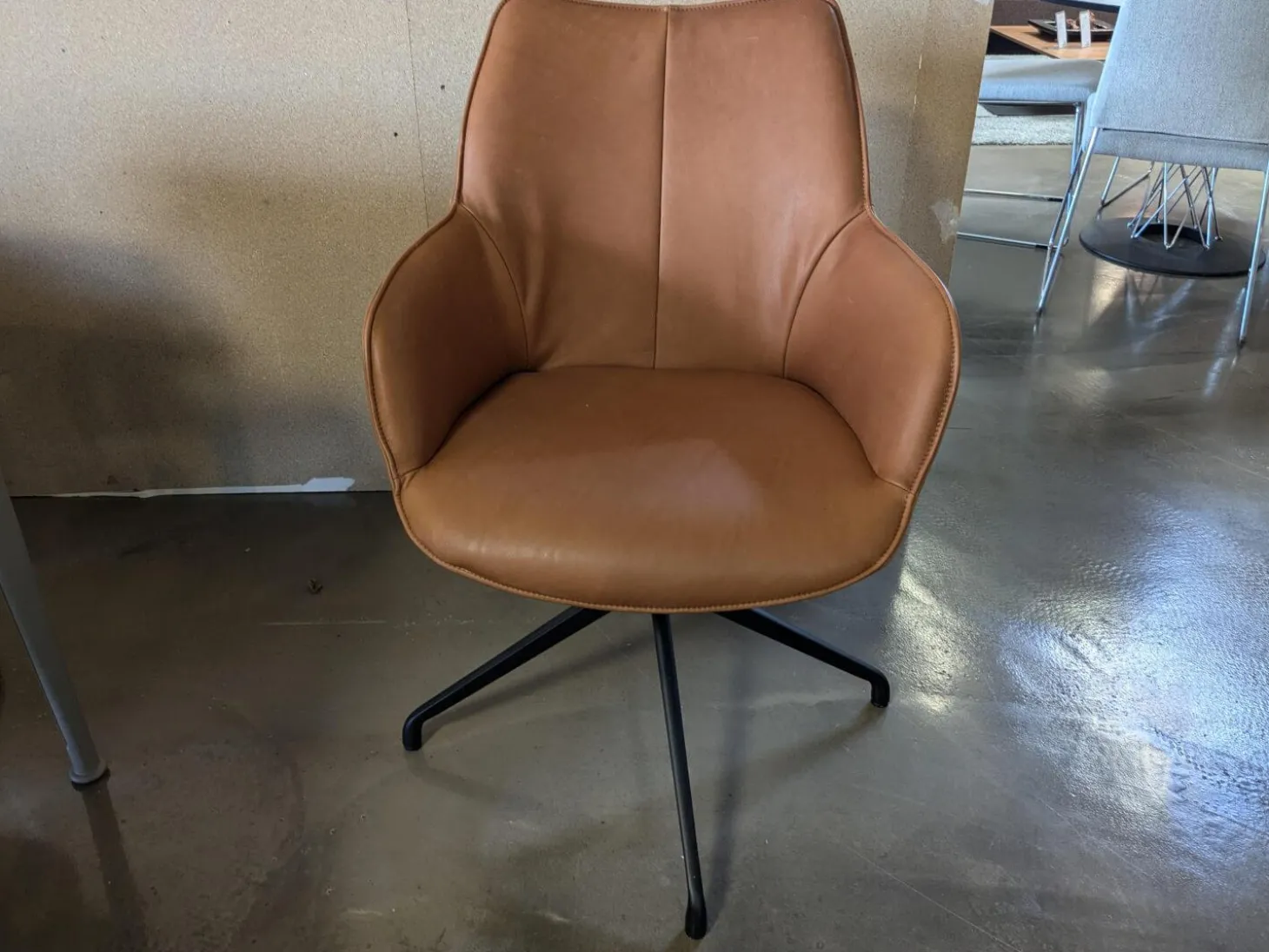 4er Set Stuhl Kiq Leder Gogain Cognac Braun