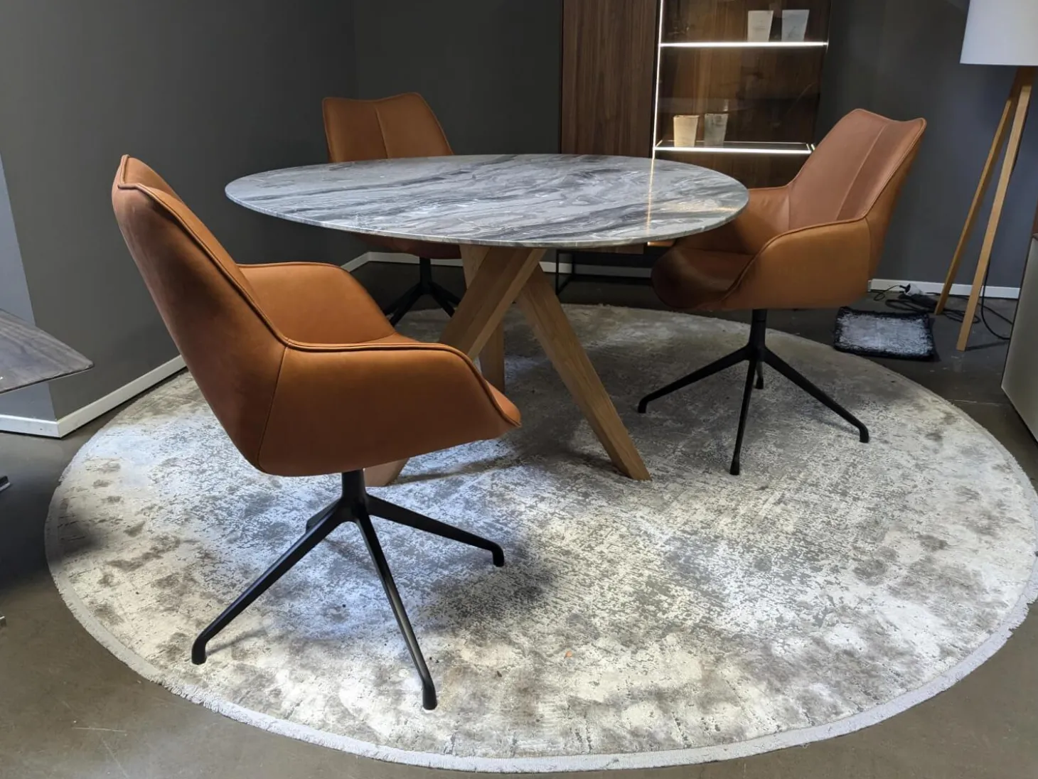 4er Set Stuhl Kiq Leder Gogain Cognac Braun