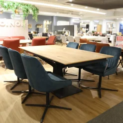 6er Set Stuhl Lani Stoff Dubai Petrol Blau Gestell Metall Anthrazit Matt Mit Drehschwingfunktion