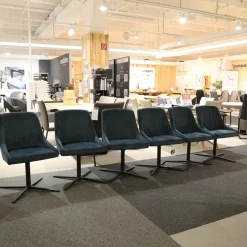 6er Set Stuhl Lani Stoff Dubai Petrol Blau Gestell Metall Anthrazit Matt Mit Drehschwingfunktion