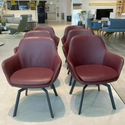 6er Set Stuhl Leder Colorado Kaminrot Rot Gestell Metall Schwarz Grau Drehbar