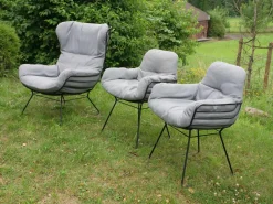 2er Set Stuhl Leyasol High Stoff Lopi Cloud Drahtgestell ME001 Schwarz Mit Kunststoffgleitern