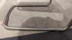 6er Set Stuhl Lilli Stoff Tritex Titan Blau Kopfstück Nussbaum Gölt Gestell Edelstahloptik Poliert