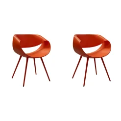 2er Set Stuhl Little Perillo Schale Hartschaum Koralle Orange Rot Gestell Alu Koralle