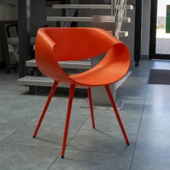 2er Set Stuhl Little Perillo Schale Hartschaum Koralle Orange Rot Gestell Alu Koralle