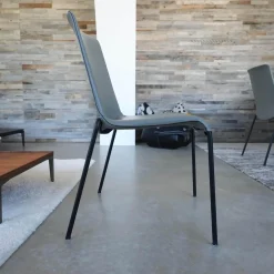 2er Set Stuhl Liz 1302 Leder Congress 1440 Marram Grau Bise Schwarz 4 Bein Untergestell Matt Pulverbeschichtet Schwarz